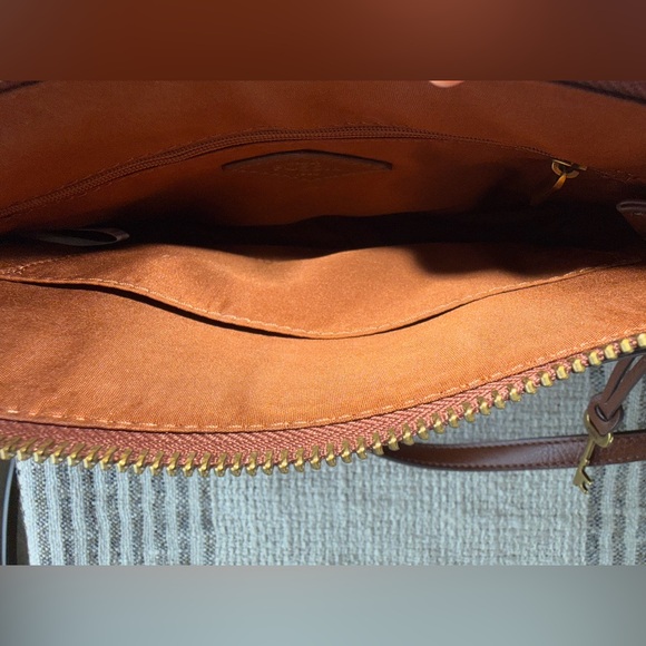 Fossil Farrah Leather Crossbody Bag Brown Like New - Picture 7 of 10